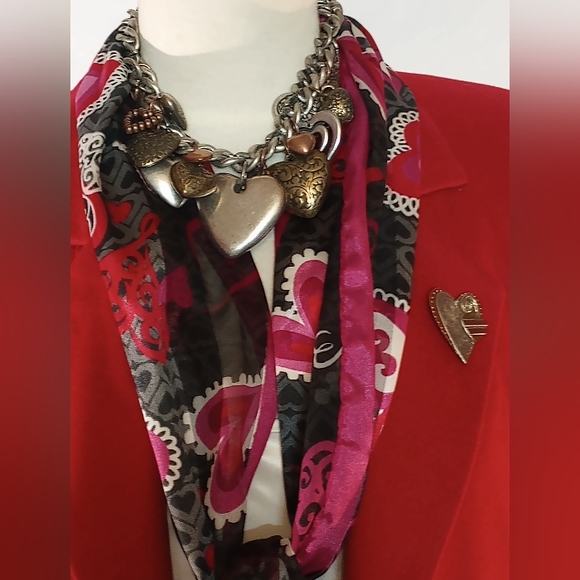 Vtg Sag Harbor Red Heartfelt Blazer - Picture 3 of 5